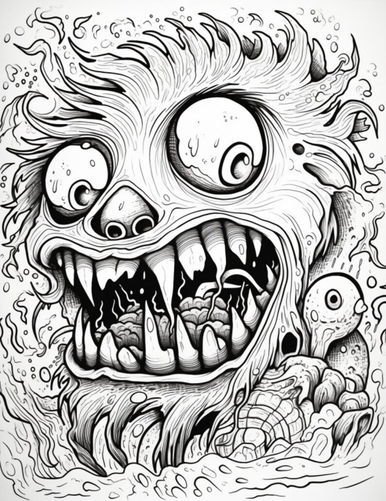 40-page Scary Monsters Adult Coloring Book: Unwind With Spine-tingling ...