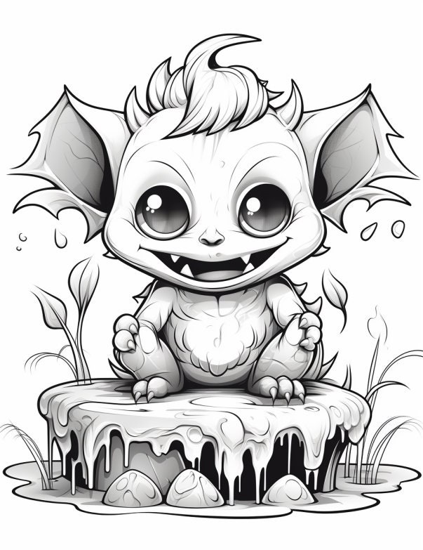 40-page Cute Monsters Adult Coloring Book: Relaxing & Whimsical Designs ...