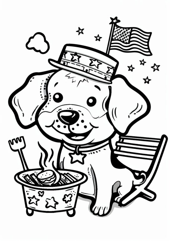 4th of July Coloring Pages for Kids Coloring Pages Kawaii Puppies ...