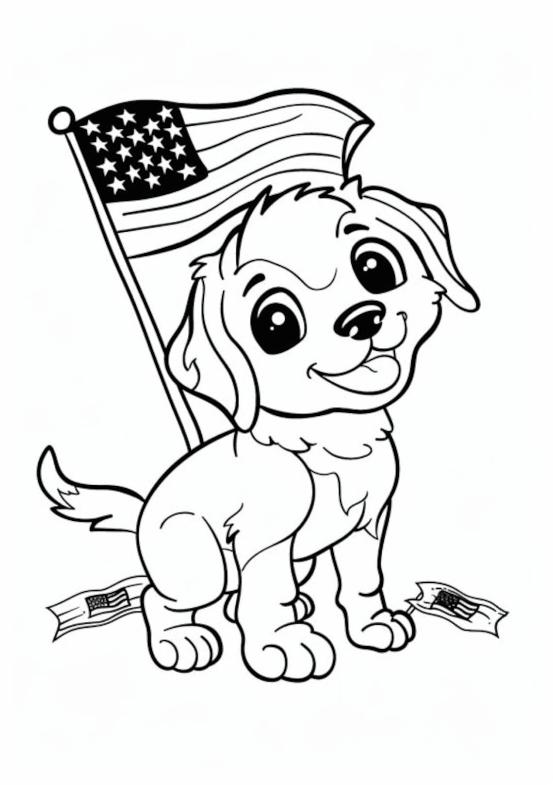 4th of July Coloring Pages for Kids Coloring Pages Kawaii Puppies ...