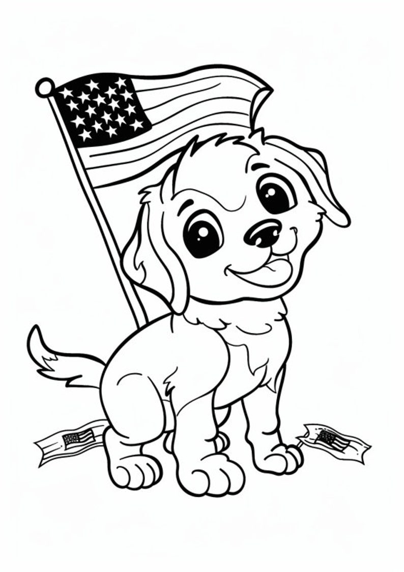 4th of July Coloring Pages for Kids Coloring Pages Kawaii Puppies ...