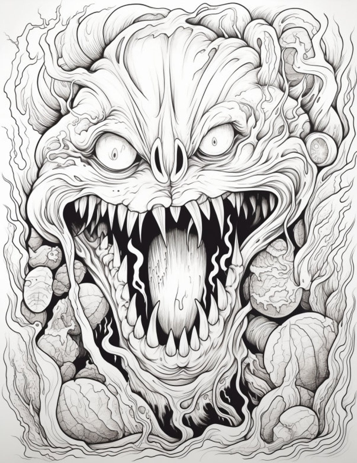 40-page Scary Monsters Adult Coloring Book: Unwind With Spine-tingling ...