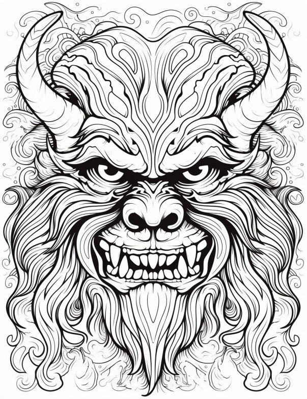 40page Scary Monsters Adult Coloring Book Unwind With
