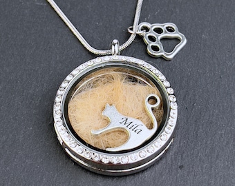 Medaillon-Halskette aus Katzen- und Hundefell, Erinnerungsstück aus Tierhaar, Schmuck zur Erinnerung an den Hund, Gedenkgeschenk