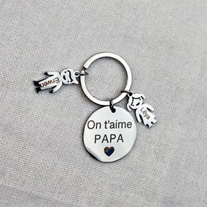 Personalized keychain for Dad, Father&#39;s Day gift made of stainless steel, engraved with children&#39;s names and a unique message