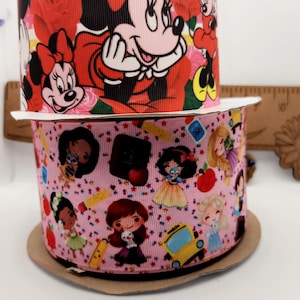 Grosgrain Ribbon Character Cartoon, Princess Abc,Dog Sisters ,Bees ,Kitty,Lady bug,and more sale by yard
