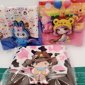 Grosgrain Ribbon Character  Sets  "Set 1 yard cartoon and 1yard solid ,1 shaker and 1 clips " Dog Sisters , Easter, kitty and back to school