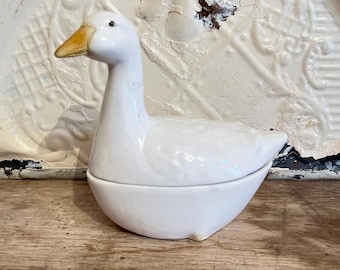 Michel Caugant old goose-shaped terrine - French flea market -
