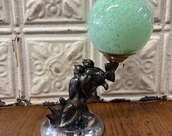 Art Deco bedside lamp with bird decoration - French flea market -