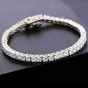 Moissanite Tennis Bracelet VVS1 925 Sterling Silver White Gold Plated