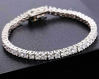 Moissanite Tennis Bracelet VVS1 925 Sterling Silver White Gold Plated