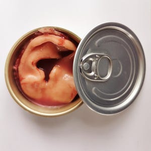 Silicone Bloody Ear in a Tin Can: Halloween Gag Gift