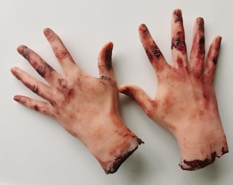 Realistic Silicone Severed Hands – Life Size Male Hands, SFX Movie Prop, Practical Effects, Film Theatre & Art Prop