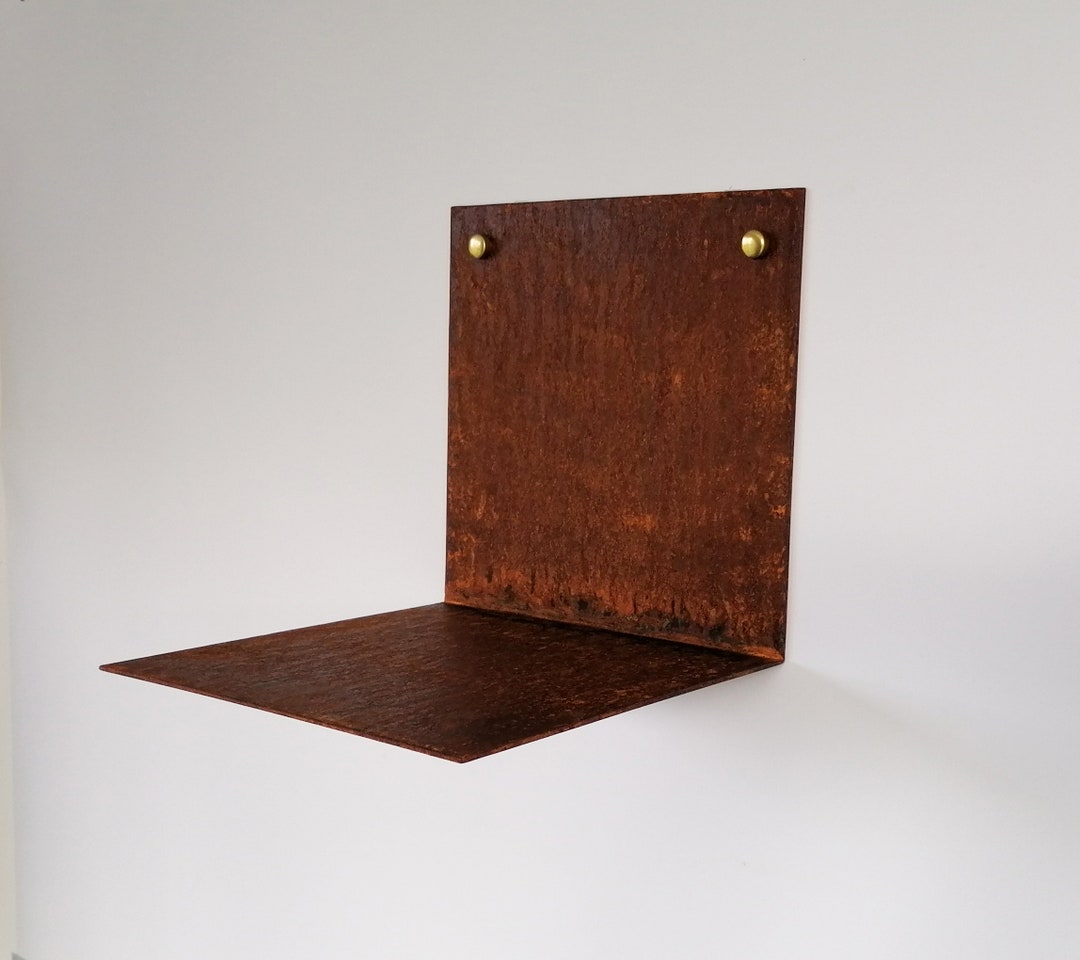 Floating Shelf Rusted Metal Etsy