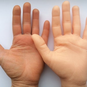 柔らかいシリコン製の手：若い女性の左手のライフキャスト