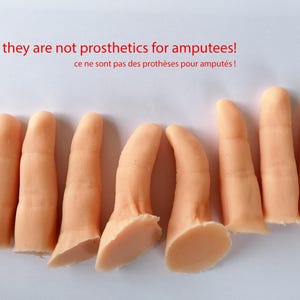 Fake fingers, cast silicone fingers,  Handmade realistic silicone finger. They are NOT prosthetics for amputees!