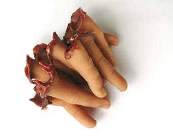 Bloody silicone pinky fingers SET OF 10. Halloween jokes. Life size.