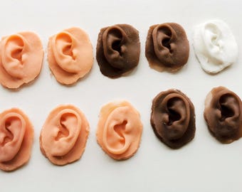 Handmade Silicone Male Ears: Life Cast, Natural Size