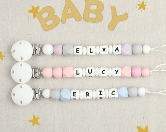 Personalisierter Baby Schnullerclip - Silikonkette, Schnullerhalter nach Maß, Babypartygeschenk, Babypartybevorzugungen, Neugeborenengeschenk