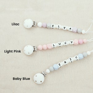 Gepersonaliseerde babyfopspeenclip siliconen fopspeenketting, aangepaste fopspeenhouder, aangepast babyshowercadeau, babyshowergunsten, pasgeboren cadeau afbeelding 6