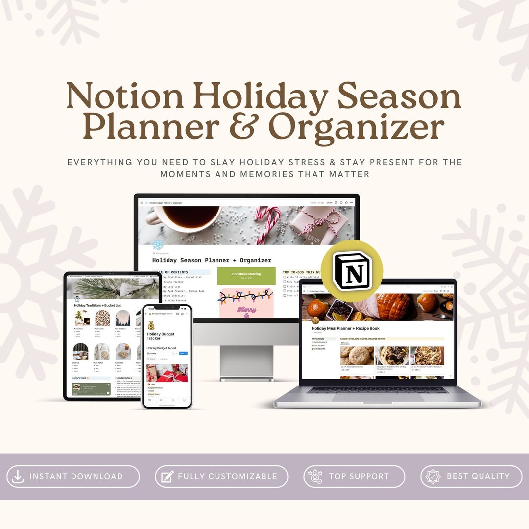 Notion Template Holiday Planner Notion Christmas Planner Etsy