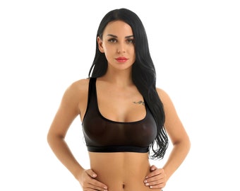 Sheer Bra, See Through Top, Sport Bra, Yoga Bra