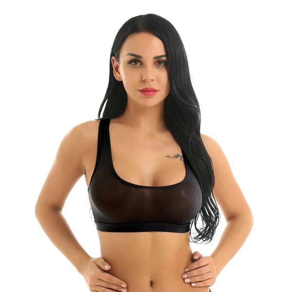 Sheer Bra, See Through Top, Sport Bra, Yoga Bra