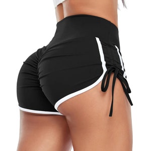 Women Peach Hip Yoga Hot Short Hearts Boo Tights Fitness Dance Sports Gym  Workout Shorts White Stripe - Yoga Shorts - AliExpress