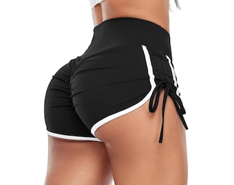 Black Booty Shorts, Scrunch Butt Shorts, Workout Booty Shorts, Peach Butt, Black Gym Shorts