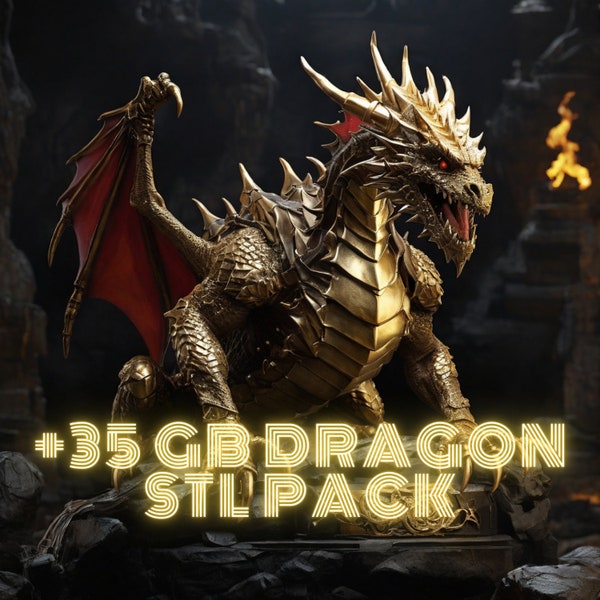 Dragon STL Paket 35 gb, 3D-Druckmodelldateien von prächtigen Drachen, 3D-Figurenpaket