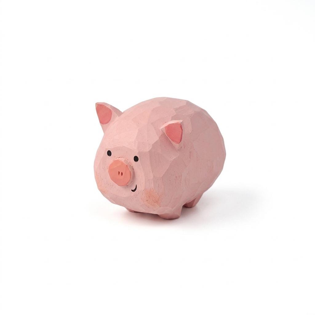 Schattig handgesneden roze houten varken beeldje, minimalistische houten dierensculptuur, bureauornament, decor kinderkamer, uniek cadeau varkensliefhebber - België