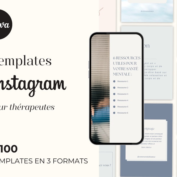 Pack of Instagram templates to personalize in Canva - Special for therapists - In French!