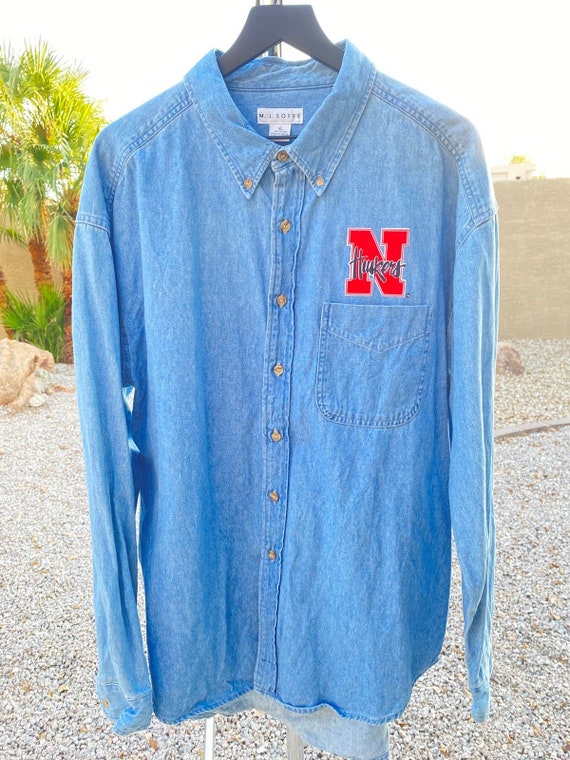 Vintage University of Nebraska Denim Shirt MJ Sof… - image 1