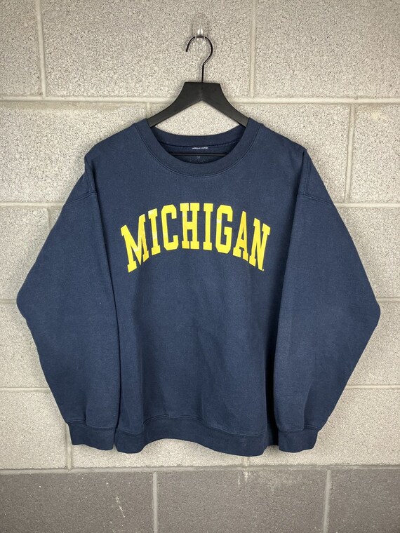 Vintage 1990s Michigan Spellout Distressed Crewnec