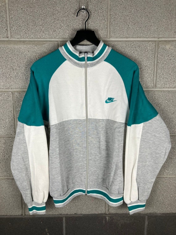 Vintage 1980s Nike Colorblock Zip Up Sweatshirt - image 1