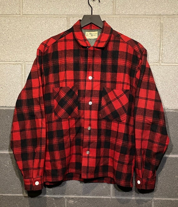 Vintage 1980s Minnesota Wool Loop Collar Flannel S