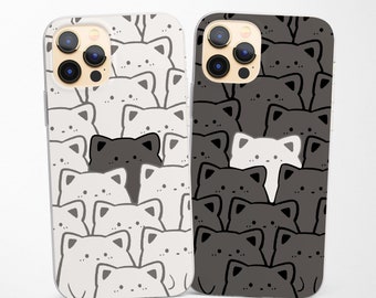 Couple Cats Phone Case Matching Cover for iPhone 17 Pro Max 16 15 14 13 fits Samsung S26 S25 FE S24 FE A56 A17 A16 and Pixel 10a 9