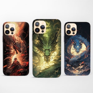Anime Dragon Phone Case Japan Cover for iPhone 17 Pro Max, Air, 16e, 15, 14, 13 fits Samsung S25 Ultra, S24 FE, A56, A16 and Pixel 10, 9