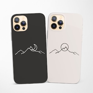 Mond und Sonne passende Handyhülle passend für iPhone 16 15 Pro 14 13 12 11 passend für Samsung S25 S24 FE S23 S22 A55 A54 A16 A15 und Pixel 9 8