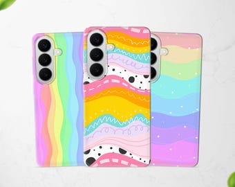 Soft Girl Aesthetic Rainbow Phone Case fits Samsung S26 S25 Ultra S24 S23 A57 A56 A55 A36 A26 A17 A16