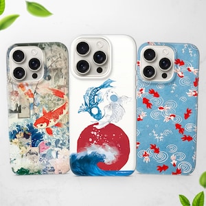 Koi Fish Phone Case Japanese Cover for iPhone 16 Pro 16e 15 14 13 12 11 fits Samsung S25 Edge S24 FE S23 A56 A55 A16 Pixel 9 8 7