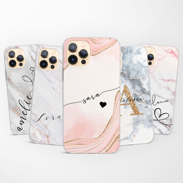 Personalised Marble Phone Case fit iPhone 15 Pro 14 13 Mini 12 11 fits Samsung S24 S23 S22 S21 A54 A72 and Pixel XL 8A 7 6 Pro