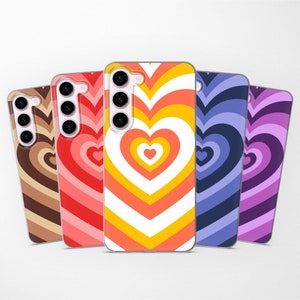 Brown Purple Heart Phone Case fits Samsung S25 S24 S23 Ultra S22 S21 S20 FE fit Samsung A56 A55 A54 A53 A52 A35 A16 A15 A14