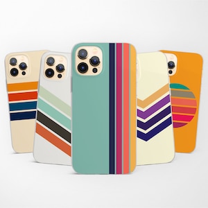 Retro Strips Phone Case fit for iPhone 16 15 Pro 14 13 12 11 fits Samsung S25 S24 FE S23 S22 A55 A54 A16 A15 and Pixel 9 8