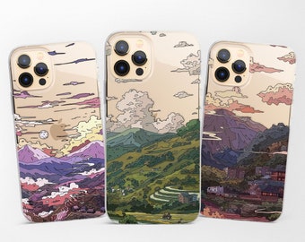 Anime Japanese Terrace Field Phone Case for Google Pixel 10 Pro XL 9a 8 7 iPhone 17 Pro Max 16 15 14 13 fit Samsung S25 Ultra S24 FE A56 A16