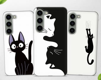 Black Cat Phone Case Cute Kitty Cover fits Samsung S25 Ultra S24 S23 S22 A56 A55 A54 A53 A52 A36 A17 A16
