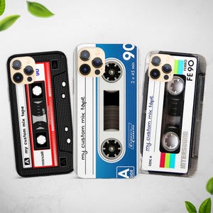 Capa de telefone de fita cassete personalizada para Pixel 9 Pro 8 7 6 5A para iPhone 16 Pro 15 14 13 12 compatível com Samsung S25 S24 S23 A56 A55 A16 A15