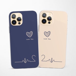 Coque de téléphone assortie pour couple coeur, adaptée à iPhone 16 15 Pro 14 13 12 11 pour Samsung S25 S24 FE S23 S22 A55 A54 A16 A15 et Pixel 9 8