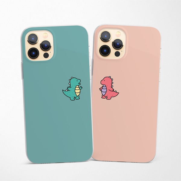 Dinosaur Matching Phone Case Couple Cover fit iPhone 15 Pro 14 13 Mini 12 11 fits Samsung S24 S23 S22 S21 A54 A72 and Pixel XL 8A 7 6 Pro