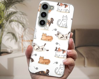 Cute Cat Phone Case Kitten Cover fits Samsung S25 Ultra S24 FE S23 S22 S21 fit Samsung A56 A55 A54 A52s A36 A17 A16 A15